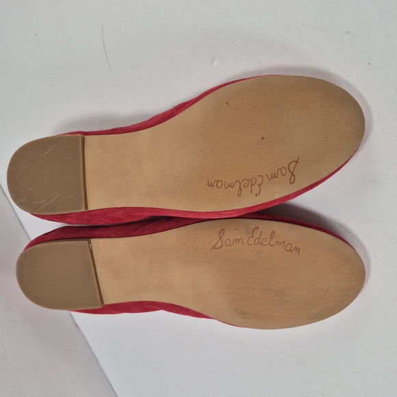 Sam Edelman Felicia Red Suede Leather Ballet Flats Bow Almond Toe Slip On Shoes - Picture 9 of 9